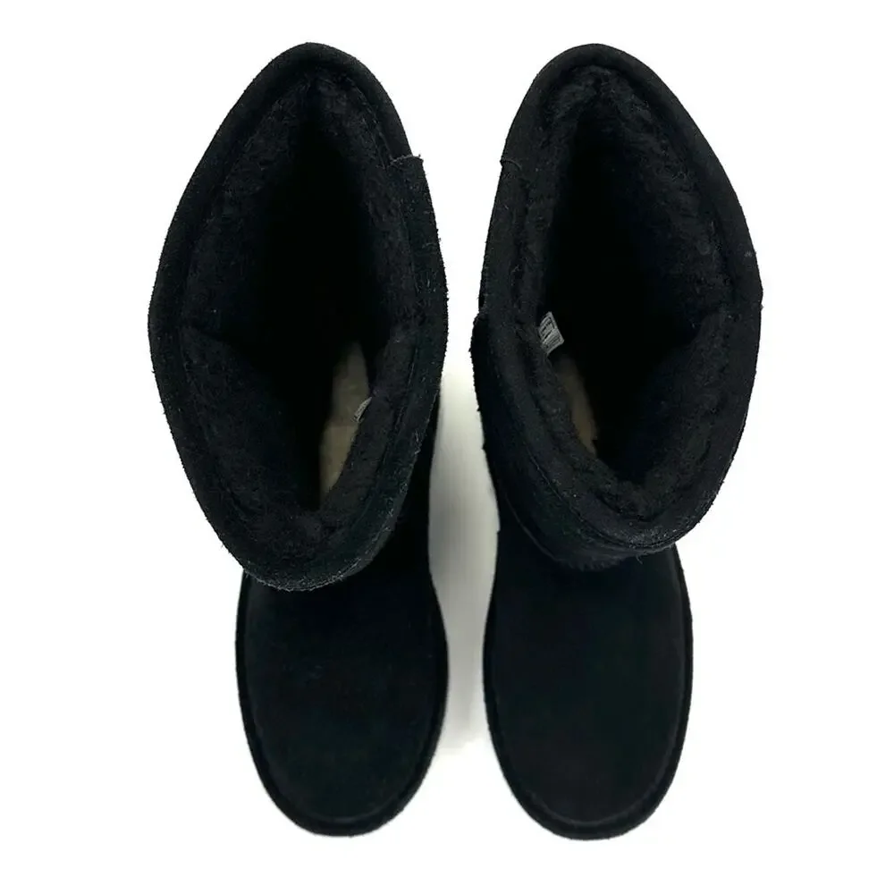 Bearpaw Emma Girls Black Winter Boot Size 4 Suede Waterproof Wool Lining Comfort